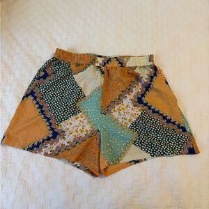 SHEIN High Waist Orange and Green Patchwork Shorts